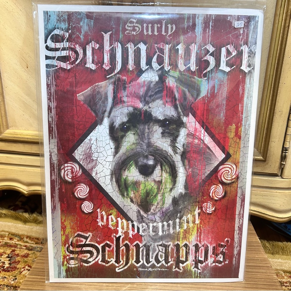 Patrick Reed O’Brien Surly Schnauzer Peppermint Schnapps Poster Art 16”x 12”